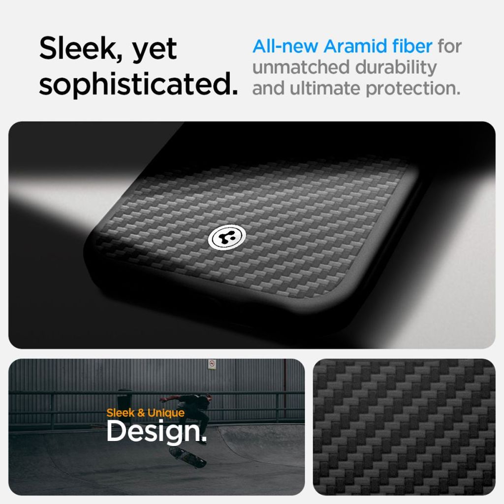Spigen Enzo Aramid MagSafe Cover til iPhone 16e - Sort