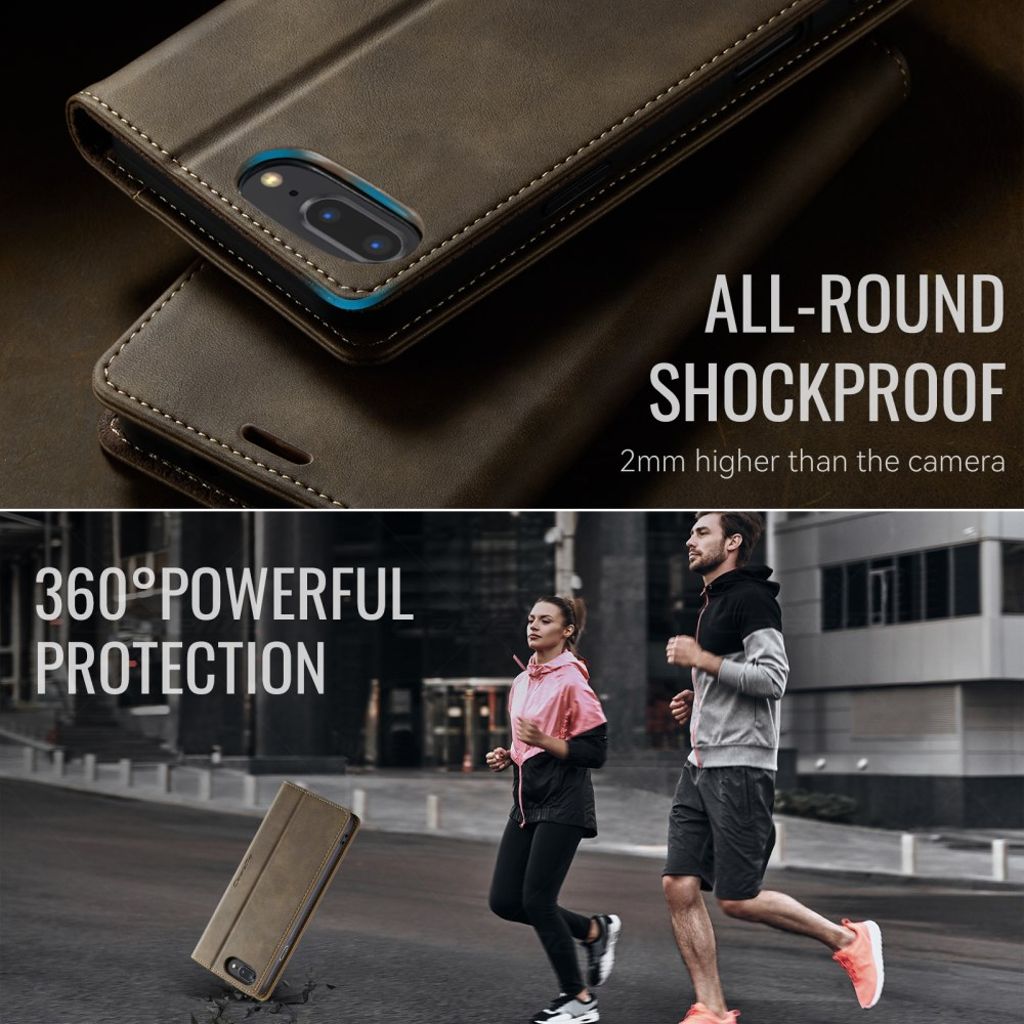 CASEME iPhone 6 Plus / 7 Plus / 8 Plus Fodral med Stativ - Brun