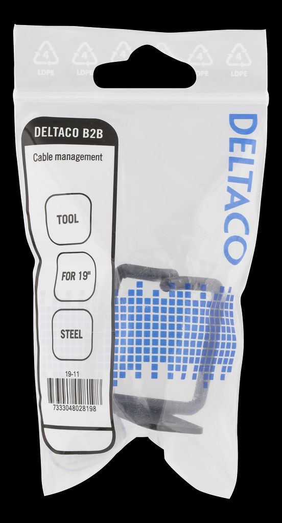 Deltaco kabelkrok for vertikal 19" montering - svart