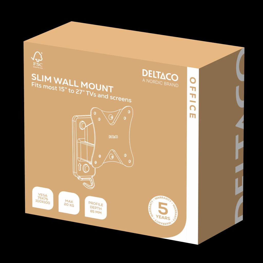 Deltaco Slim vægbeslag til 13-27 tommer - Sort