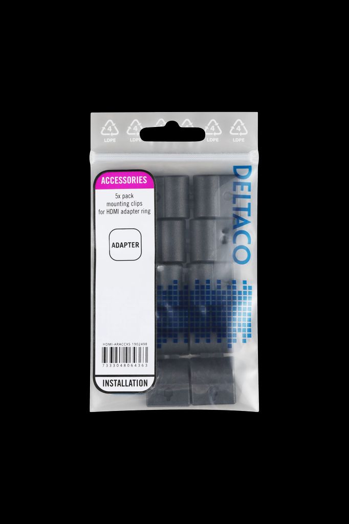 Deltaco monteringsclips til modulære adapterringe 5-pak - sort