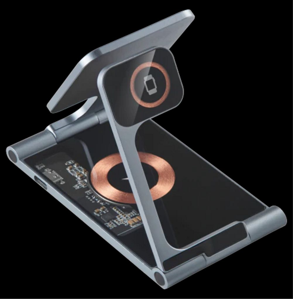 Deltaco 3-i-1 foldbar trådløs oplader med magnet, til iPhone, Apple Watch - 15W