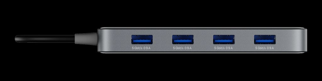 USB-A Hub, 5 Gbit/s, 4x USB-A - Transparent
