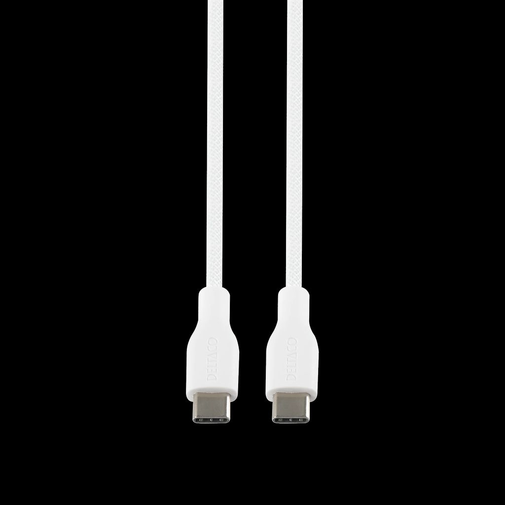 Deltaco USB-C til USB-C opladningskabel 2m - hvid