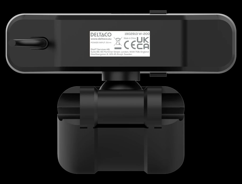 Deltaco 2K QHD-webkamera med 360° rotasjon – svart