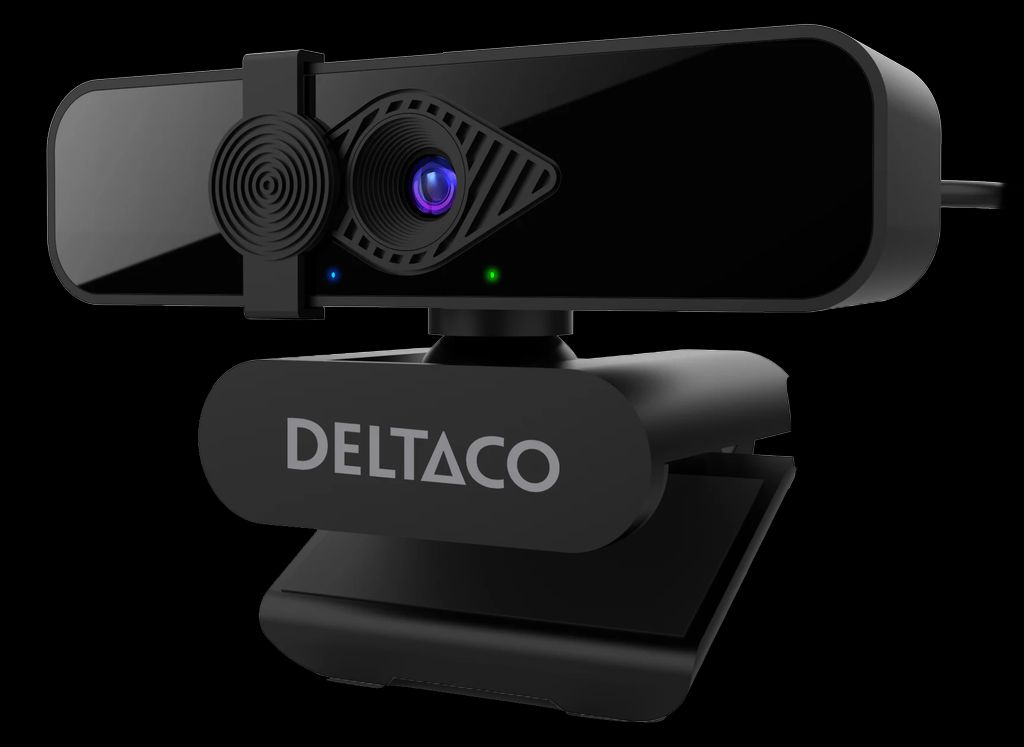 Deltaco 2K QHD-webkamera med 360° rotasjon – svart