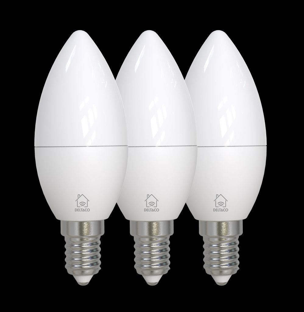 Deltaco 3-pak smarte LED-pærer E14 RGB WiFi - 4,9W