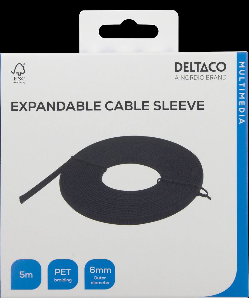 Deltaco nylon kabelrør OD6,0 mm – 5 meter svart