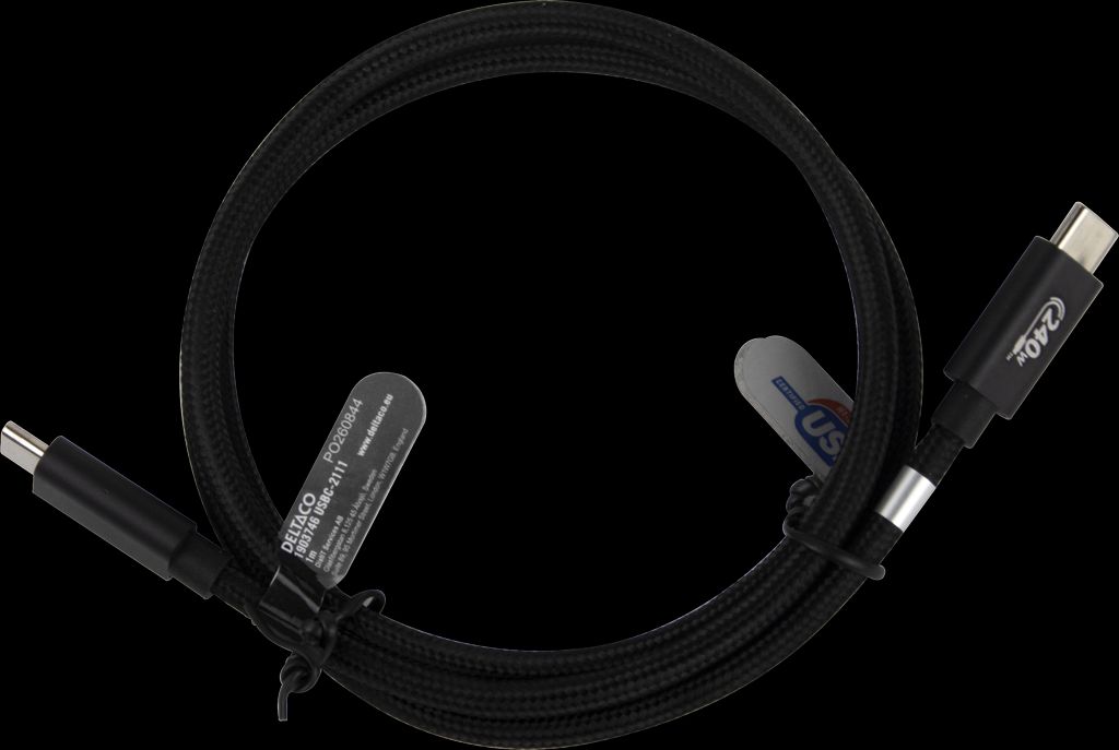 Deltaco USB-C 2.0 ladekabel 240W, 1m - svart