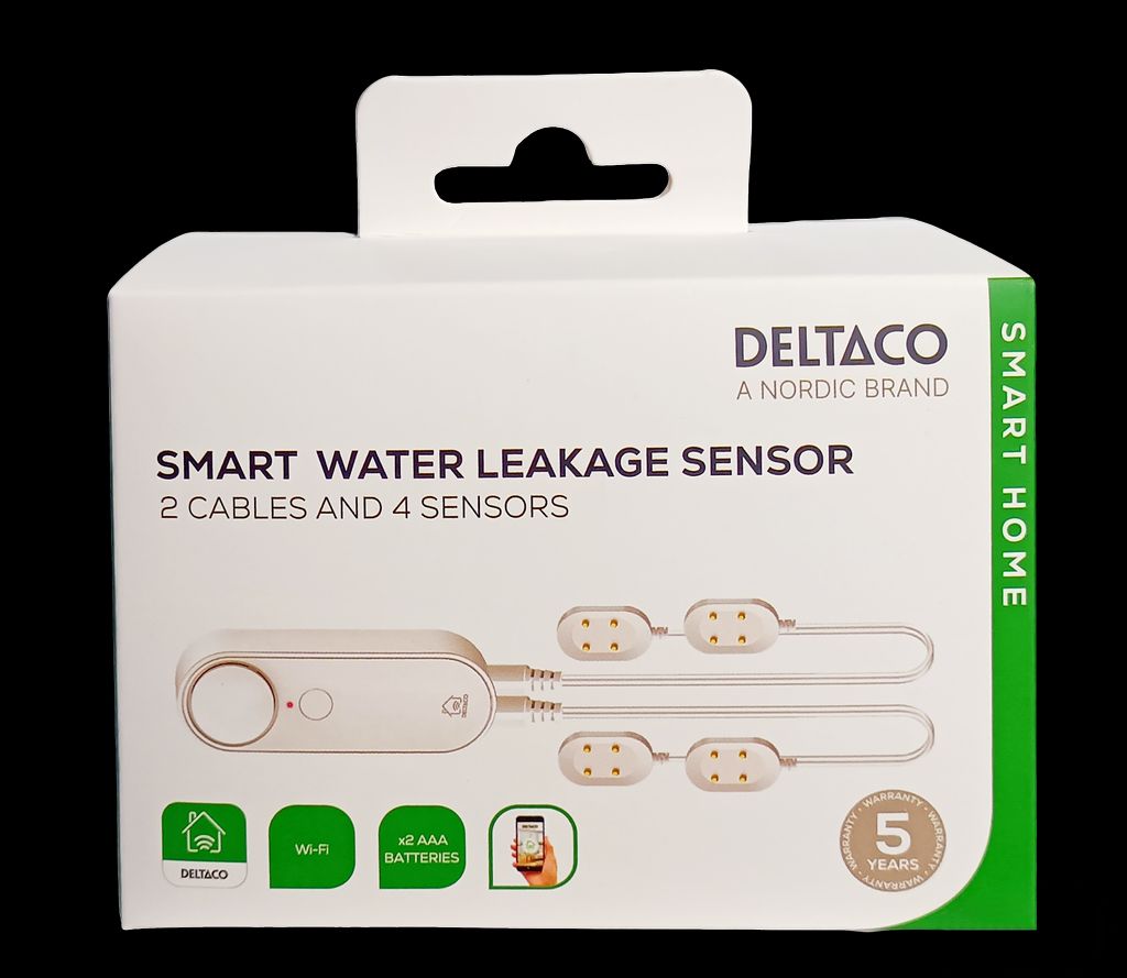 Deltaco SMART HOME Vandlækagesensor – 2x kabler med 4 sensorer