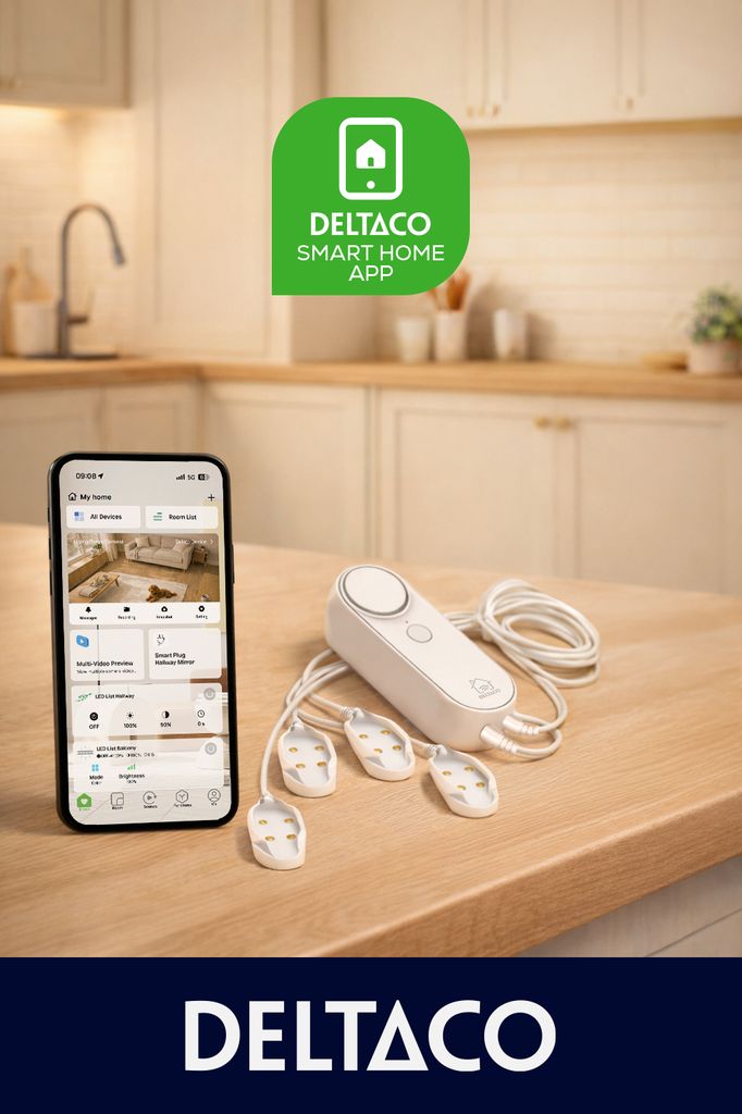 Deltaco SMART HOME Vandlækagesensor – 2x kabler med 4 sensorer