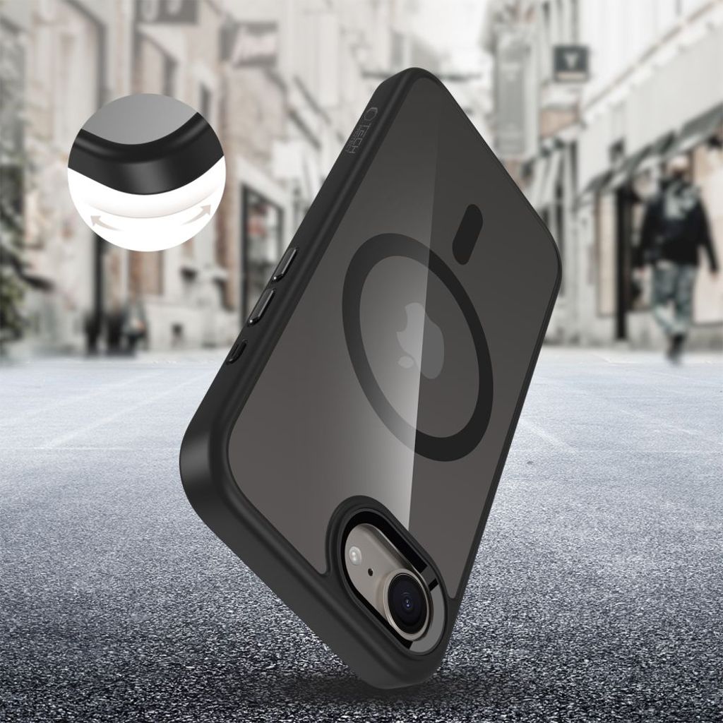Tech-Protect MagMat MagSafe Deksel til iPhone 16e - Svart/Gjennomsiktig