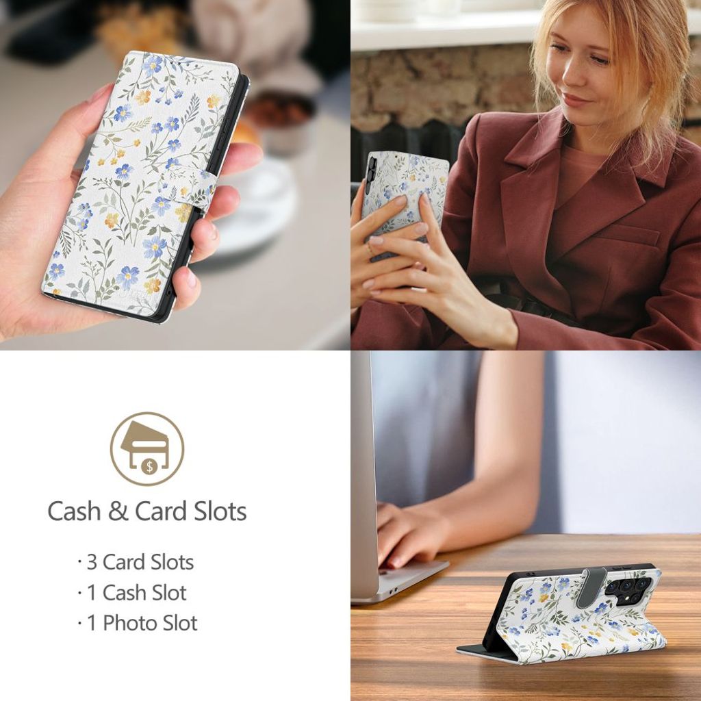 Tech-Protect Wallet Kotelo iPhone 16e - Päivänkakkarat lehtineen
