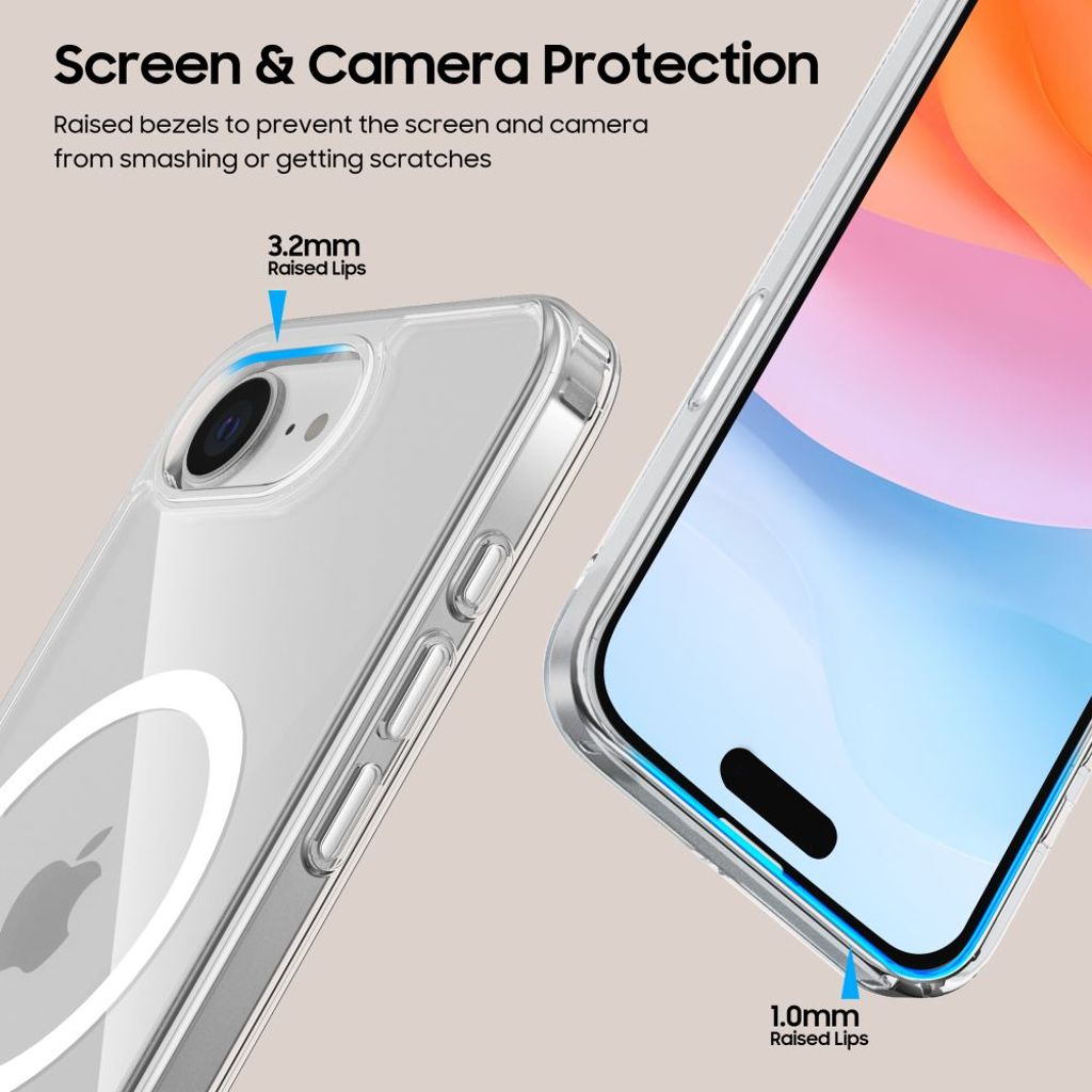 Tech-Protect FlexAir Hybrid MagSafe Deksel til iPhone 16e - Gjennomsiktig