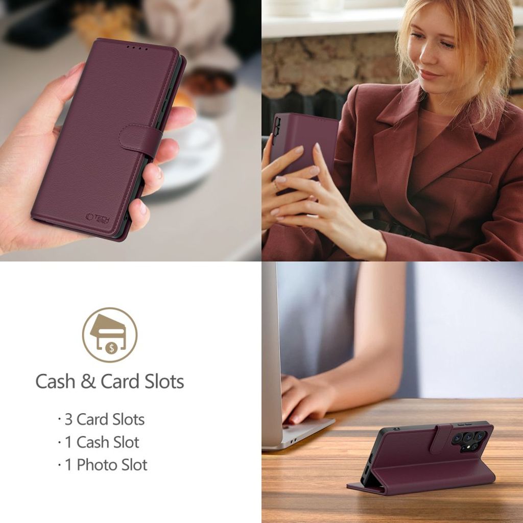 Tech-Protect Wallet Etui til iPhone 16e - Burgundy