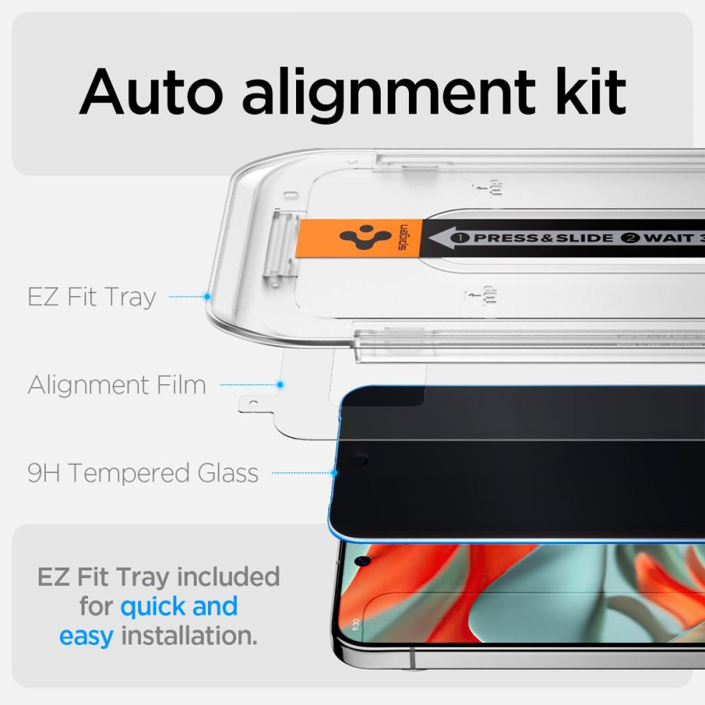 Spigen Glas.TR Ez Fit Privacy 2-pack Skjermbeskytter til Google Pixel 9 Pro XL