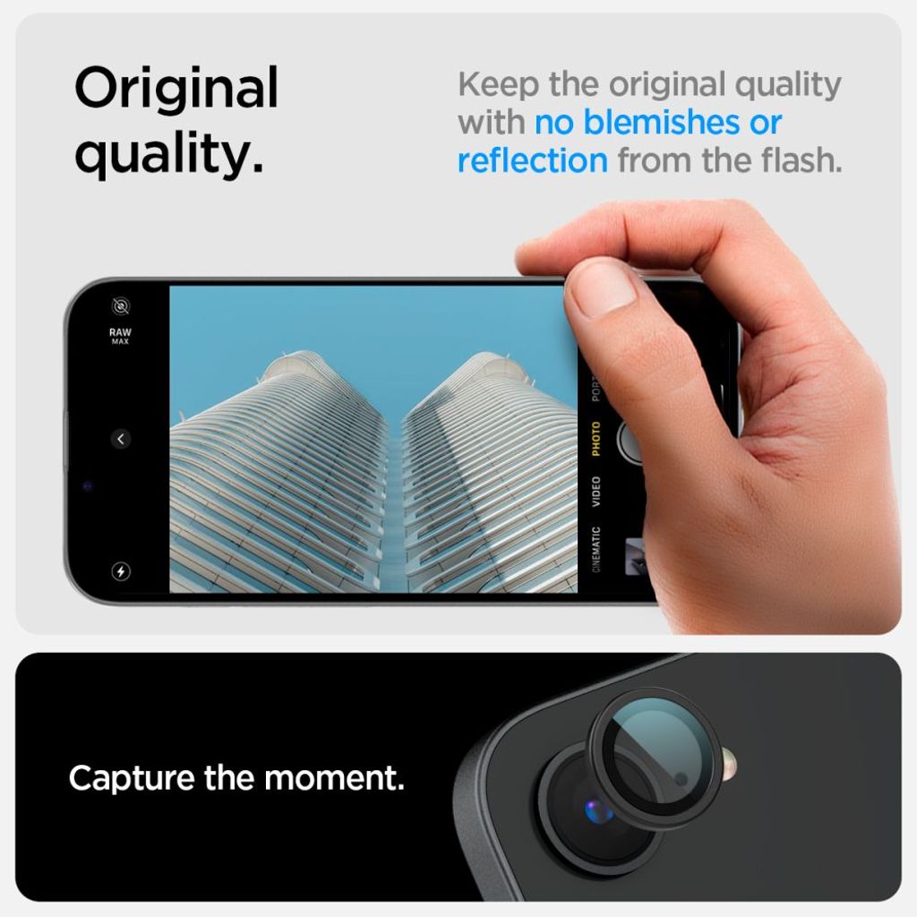 Spigen Optik Pro GLAS.TR "Ez Fit" 2-pack Linsebeskytter til iPhone 16e