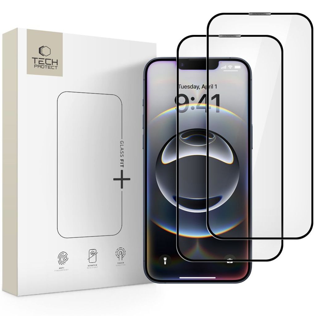 Tech-Protect Glass Fit+ Näytönsuoja 2-pakkaus till iPhone 17e/16e/14/13 Pro/13