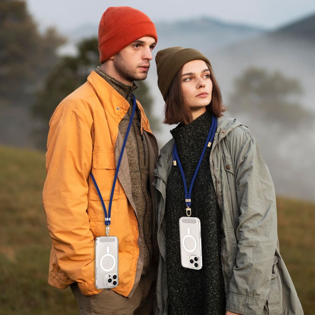 Tech-Protect C7S säädettävä puhelinhihna – tummansininen/hopea