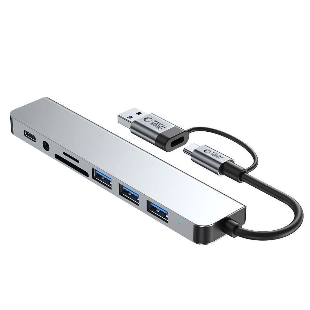 Tech-Protect HB06 HUB Adapter 8in1 TYPE-C - grå