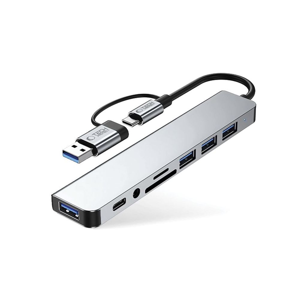 Tech-Protect HB06 HUB Adapter 8in1 TYPE-C - grå