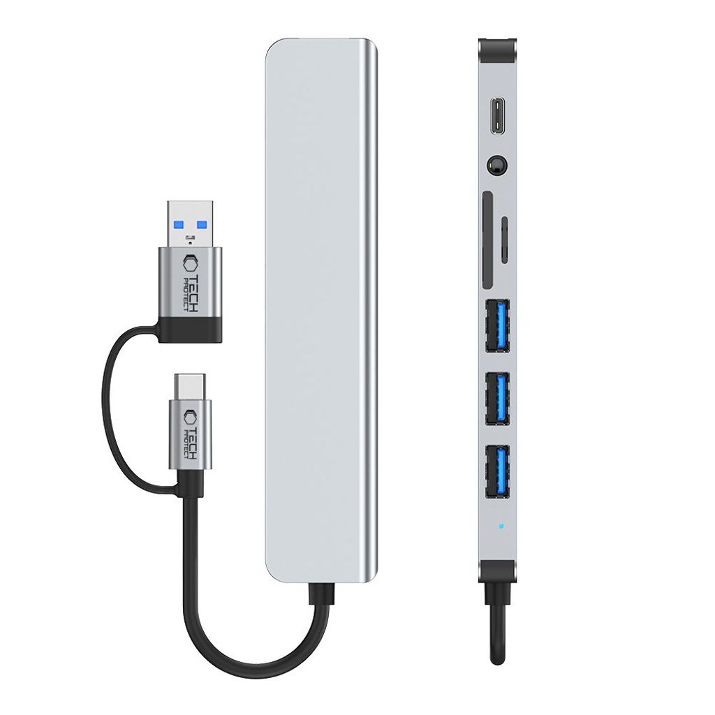 Tech-Protect HB06 HUB Adapter 8in1 TYPE-C - grå