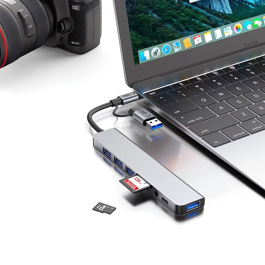 Tech-Protect HB06 HUB Adapter 8in1 TYPE-C - grå