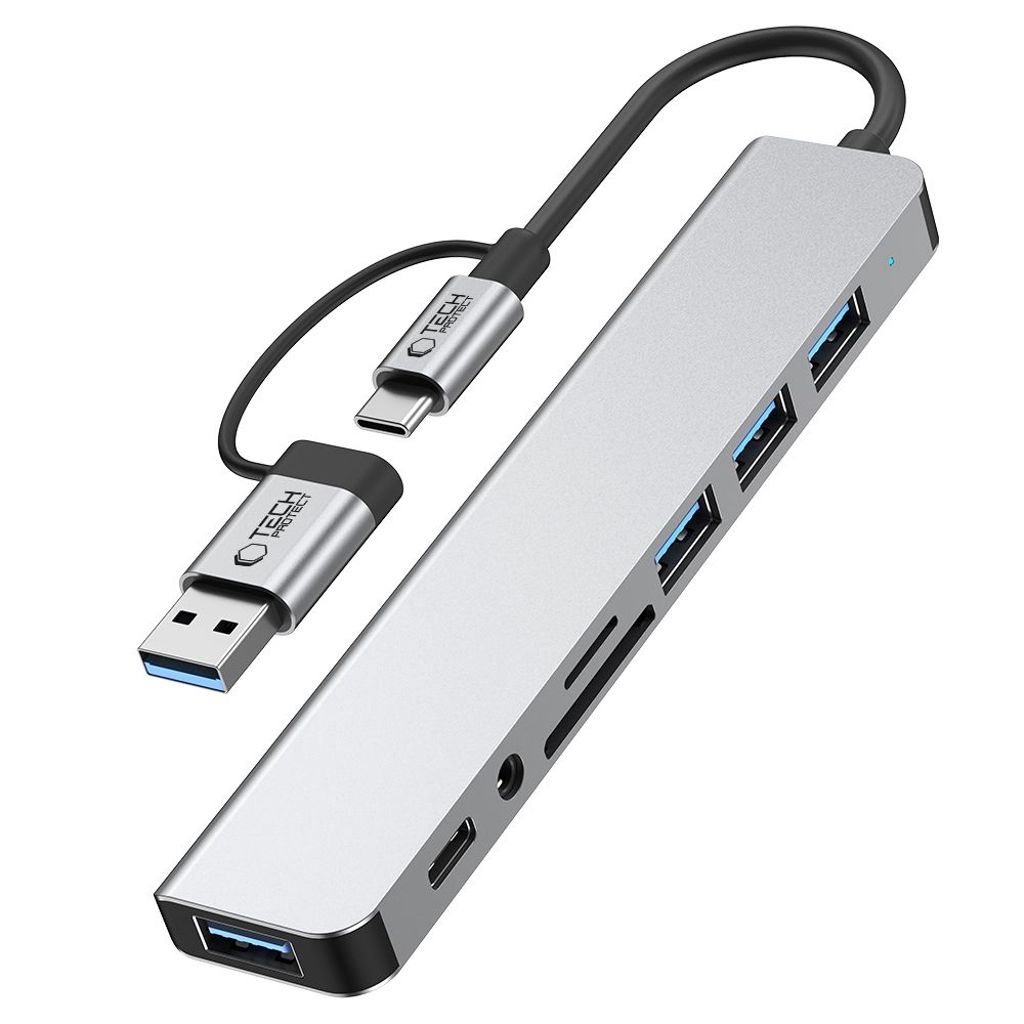 Tech-Protect HB06 HUB Adapter 8in1 TYPE-C - grå