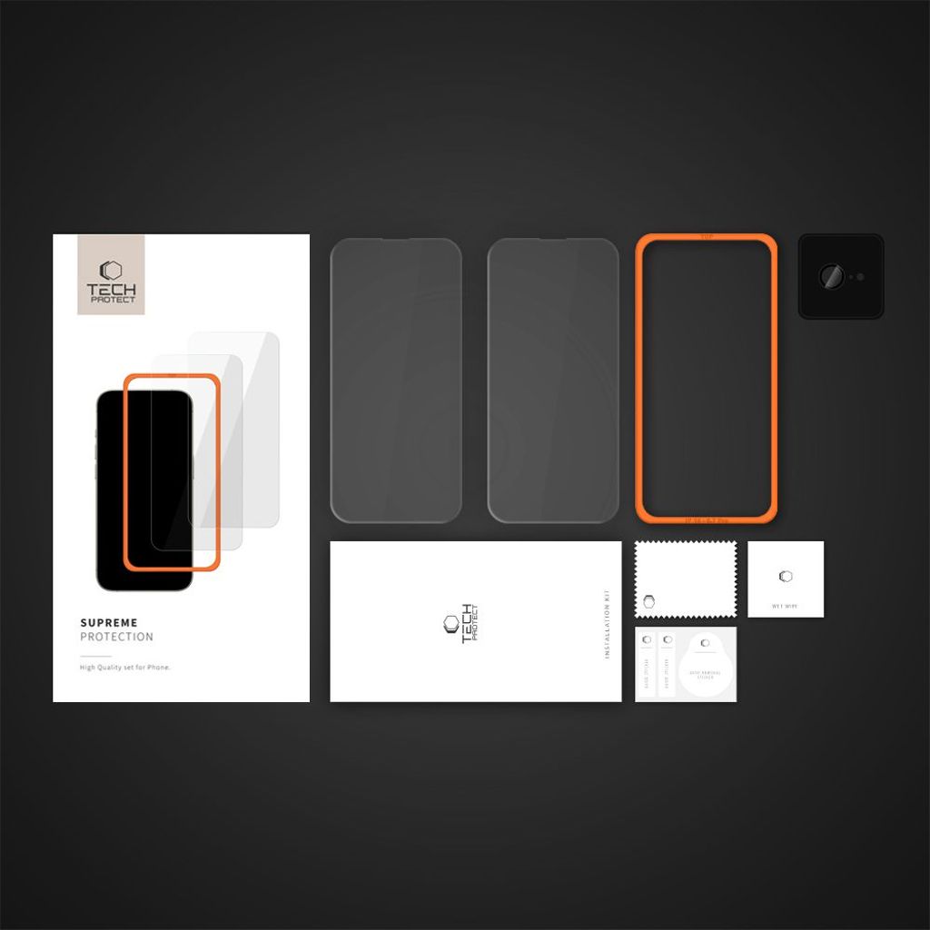 Tech-Protect Supreme Set 3pcs  Skjerm & Linsebeskytter til iPhone 16e