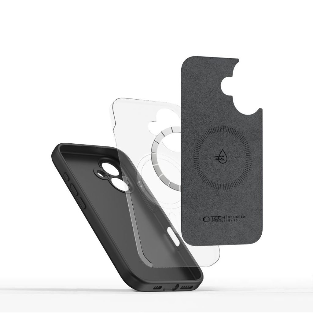 Tech-Protect Liquid Silicone MagSafe Deksel til iPhone 16e - Svart