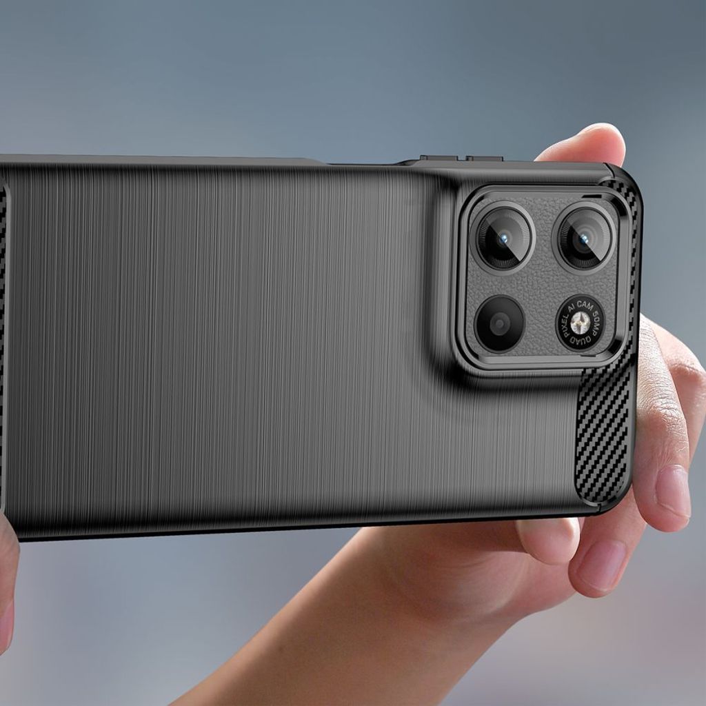 Tech-Protect TPU Carbon Cover til Motorola Moto G15 / G15 Power - Sort