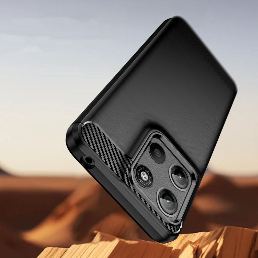Tech-Protect TPU Carbon Cover til Motorola Moto G15 / G15 Power - Sort