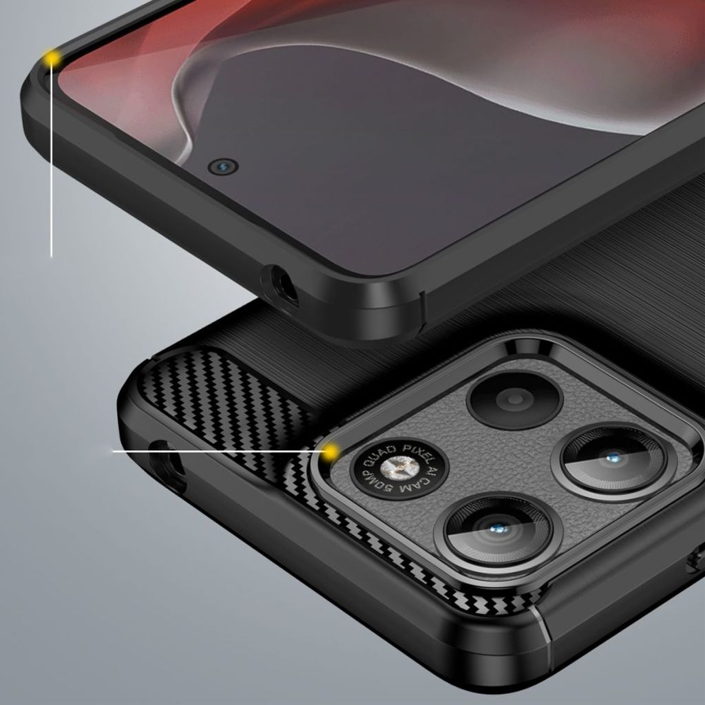 Tech-Protect TPU Carbon Cover til Motorola Moto G15 / G15 Power - Sort