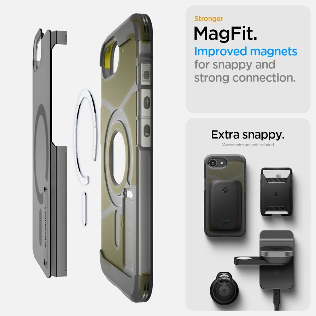 Spigen Tough Armor MagSafe Deksel til iPhone 16e - Gjennomsiktig grå
