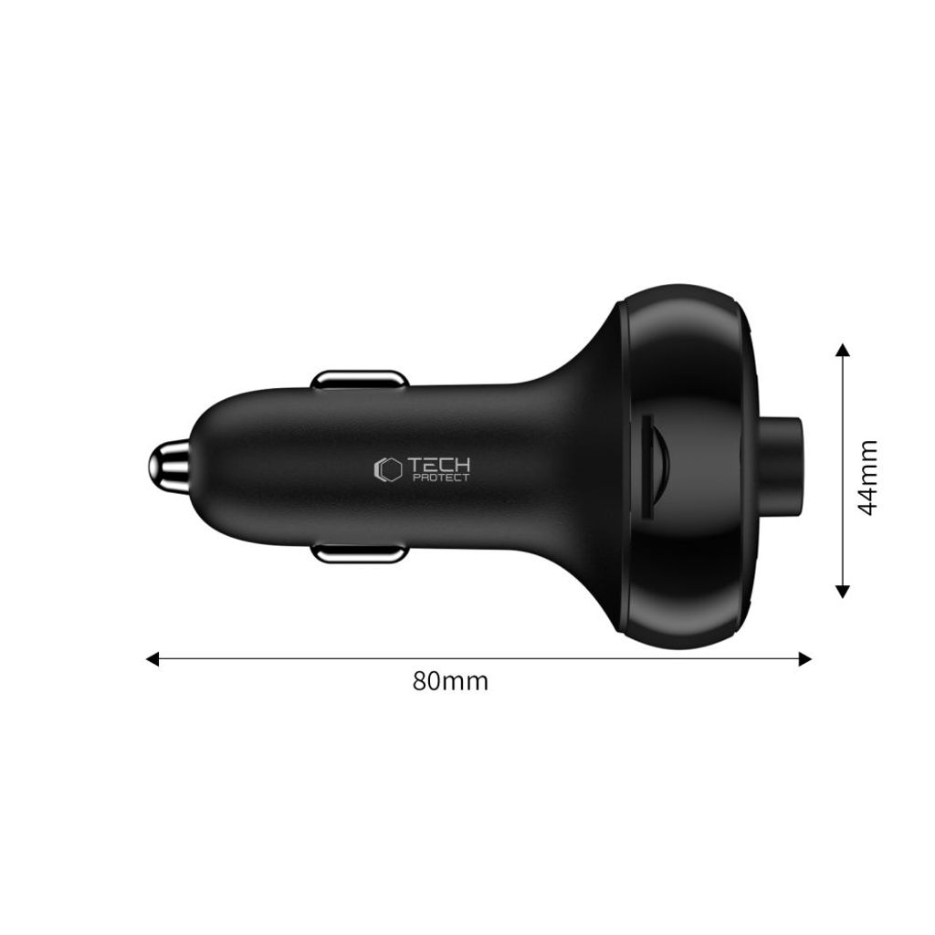Tech-Protect CC06 3-port PD72W biloplader med transmitter - sort