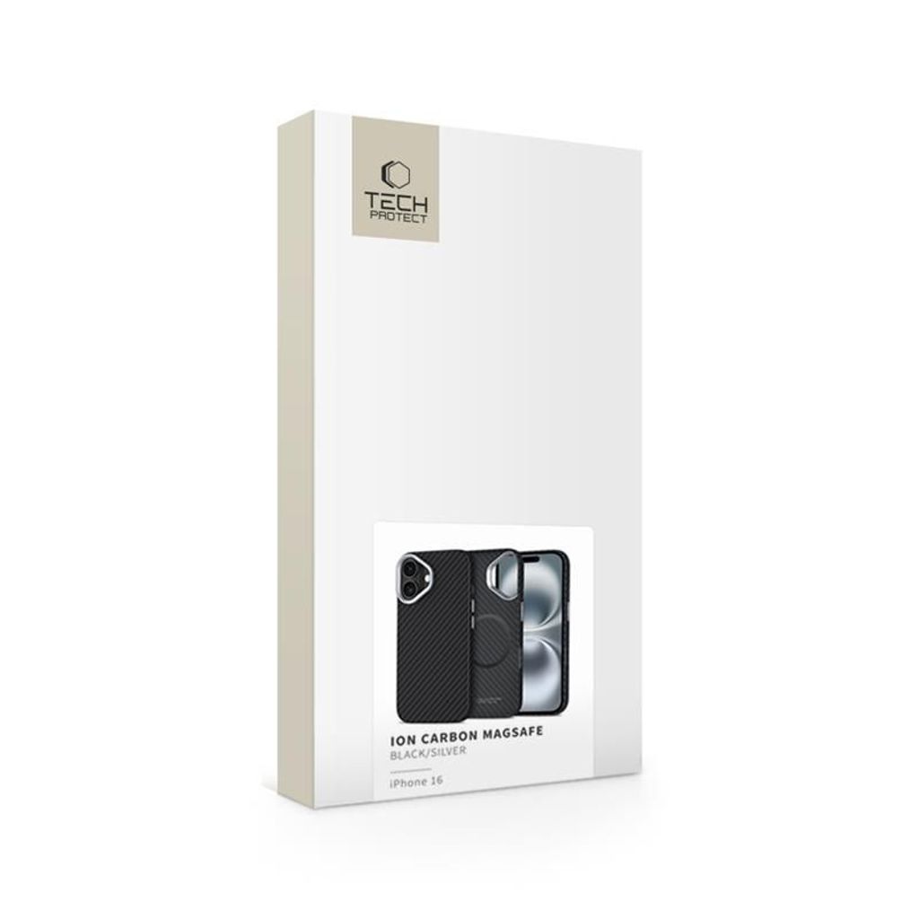 Tech-Protect Ion Carbon MagSafe Case for iPhone 16 - Black/Grey