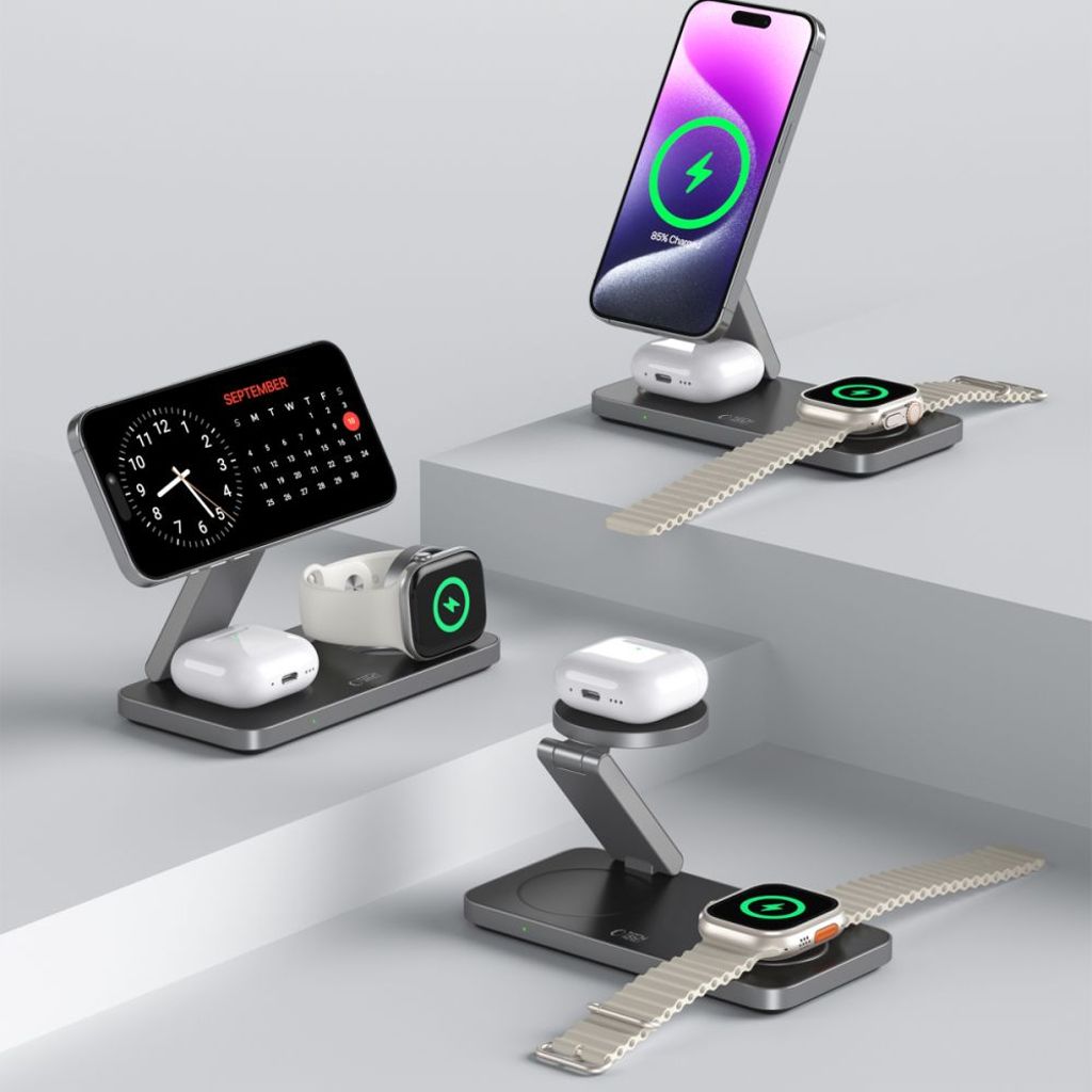 Tech-Protect QI15W-A47 MagSafe 3in1 induktiv lader + USB-C-kabel - sort