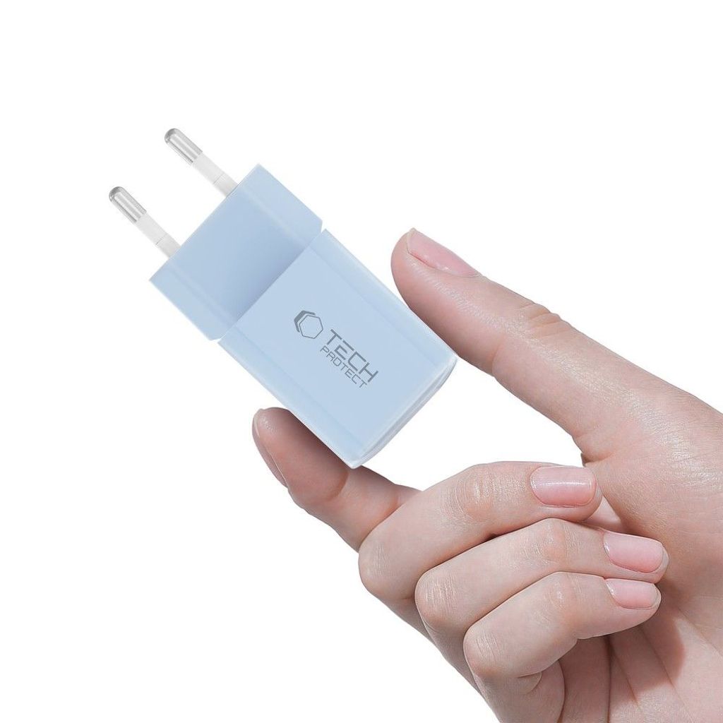 Tech-Protect NCM33W 2-portin PD33W/QC3.0 seinälaturi - sininen