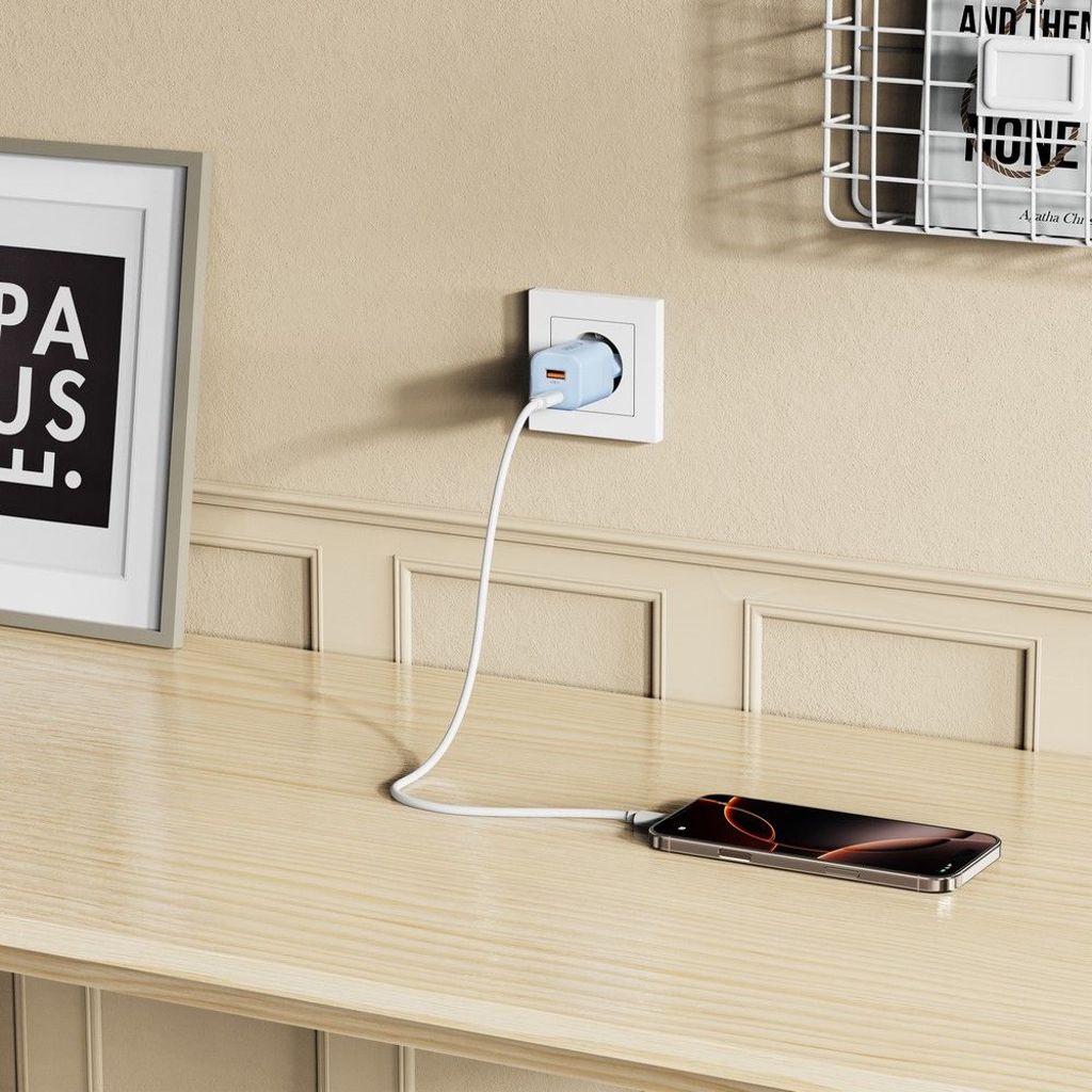 Tech-Protect NCM33W 2-portin PD33W/QC3.0 seinälaturi - sininen