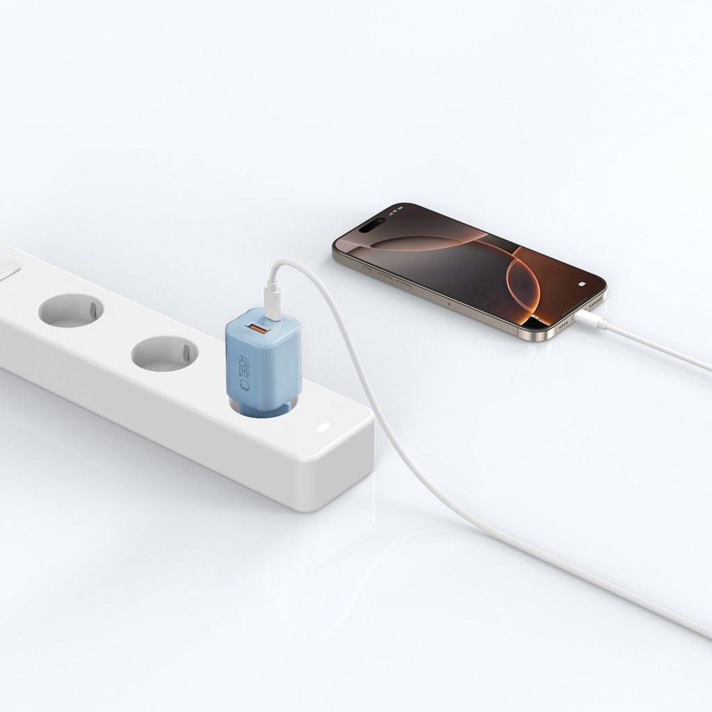 Tech-Protect NCM33W 2-portin PD33W/QC3.0 seinälaturi - sininen