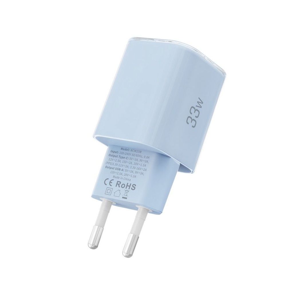 Tech-Protect NCM33W 2-portin PD33W/QC3.0 seinälaturi - sininen
