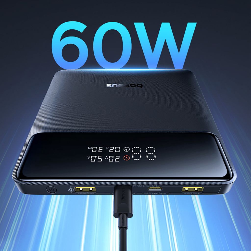 Baseus Blade H1 powerbank 20000mAh 100W med display – sort