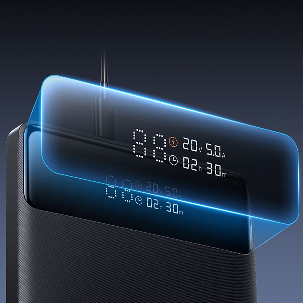 Baseus Blade H1 powerbank 20000mAh 100W med display – sort