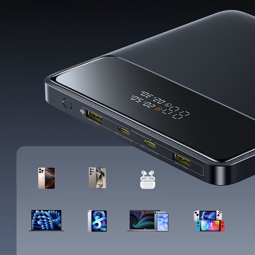 Baseus Blade H1 powerbank 20000mAh 100W med display – sort