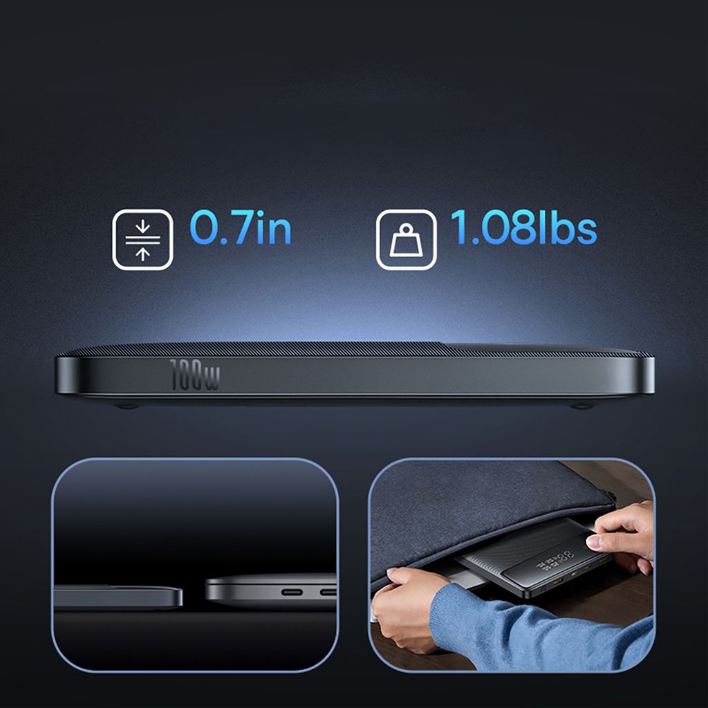 Baseus Blade H1 powerbank 20000mAh 100W med display – sort