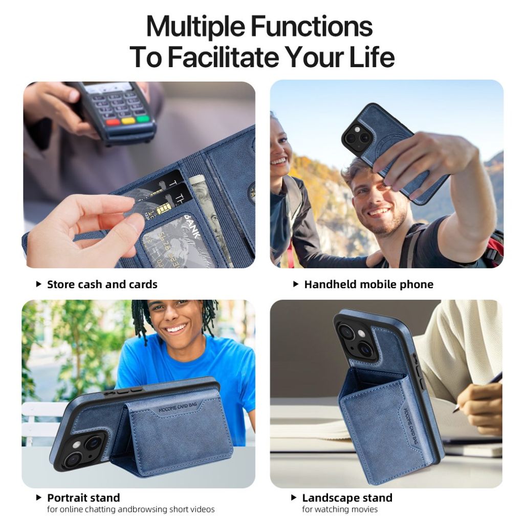 iPhone 15 Magnetic Wallet Case – Dark Blue