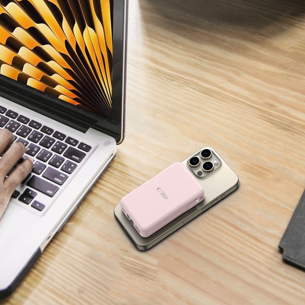 Tech-Protect PB31 LifeMag MagSafe trådløs powerbank 10000 mAh – rosa