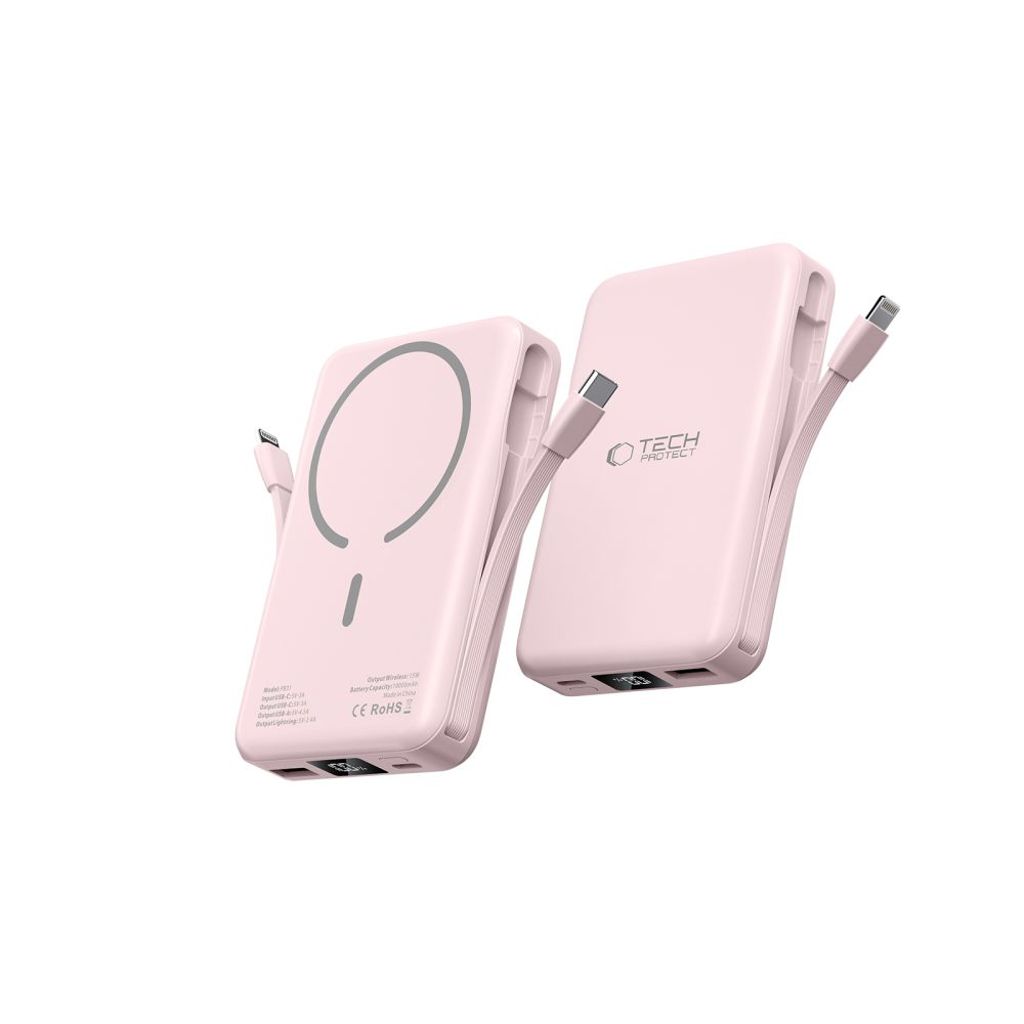 Tech-Protect PB31 LifeMag MagSafe trådløs powerbank 10000 mAh – rosa