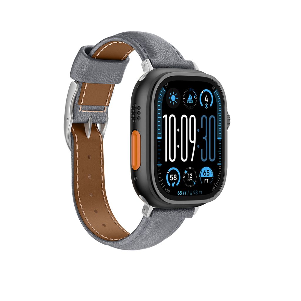 AmazingThing Class Leather Kellonranneke Apple Watch 45/46/49mm - Harmaa