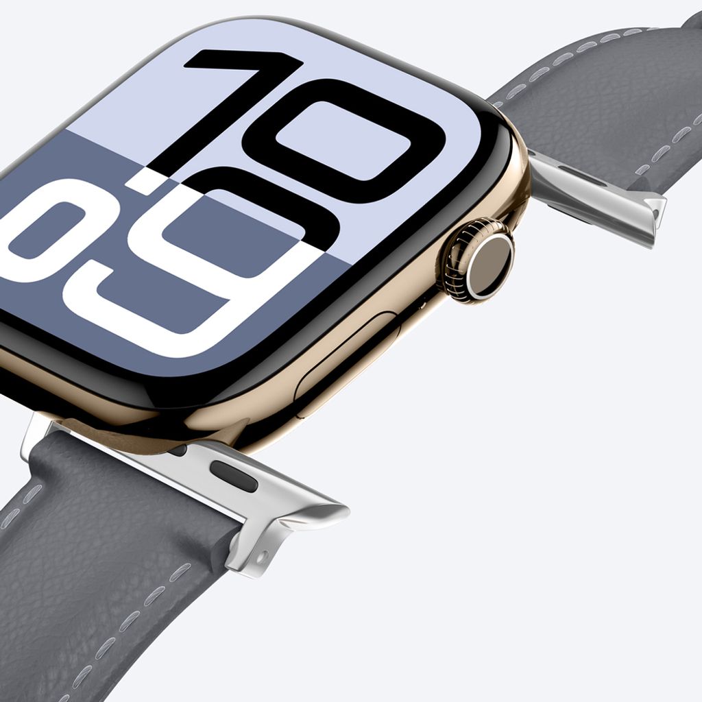 AmazingThing Class Leather Kellonranneke Apple Watch 45/46/49mm - Harmaa